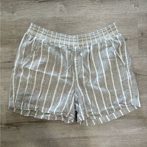 Striped Gray and White Linen Shorts